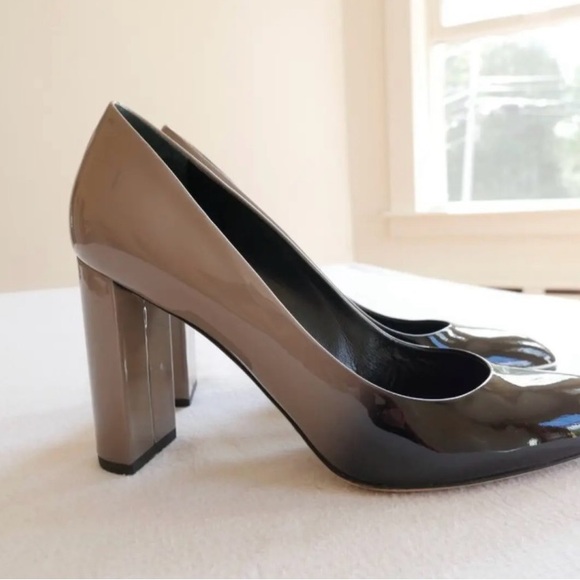 M Gemi Lustro Patent Leather Pump In Neutral Ombré Black To Tan Sz 38 - Picture 7 of 12